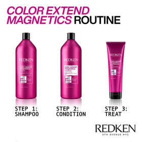 Redken bottle in shower with lather demonstrating easy in-shower use