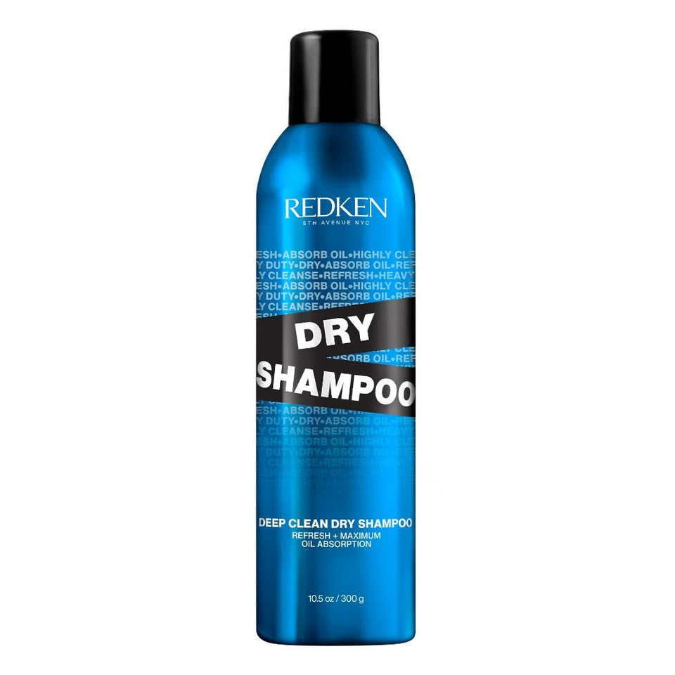 Redken deep clean front packaging showing full can and branding benefit: fast oil absorption