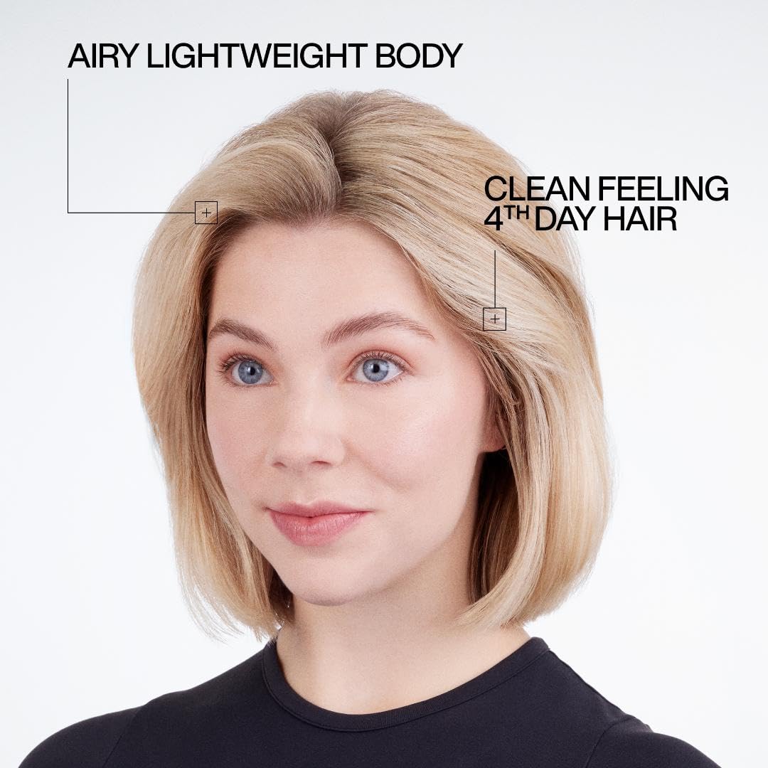 Redken deep clean after-refresh style showing voluminous hair and benefit: extended hairstyle life