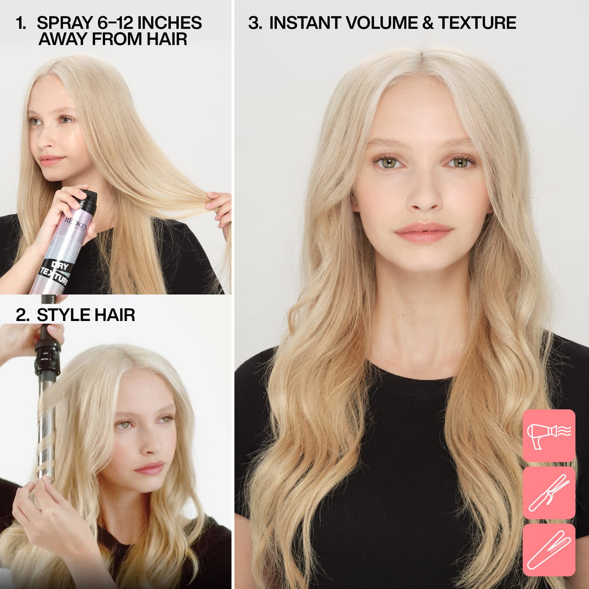 Redken dry texture on thick hair creating separation and manageable texture