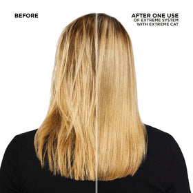 Redken Extreme CAT being applied to damp hair for stronger strands