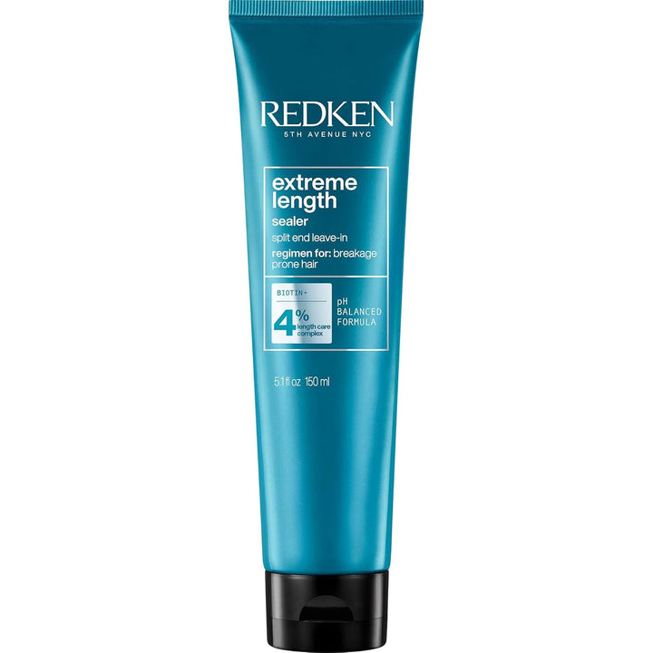 Redken bottle front packaging showing product and benefit of sealing split ends