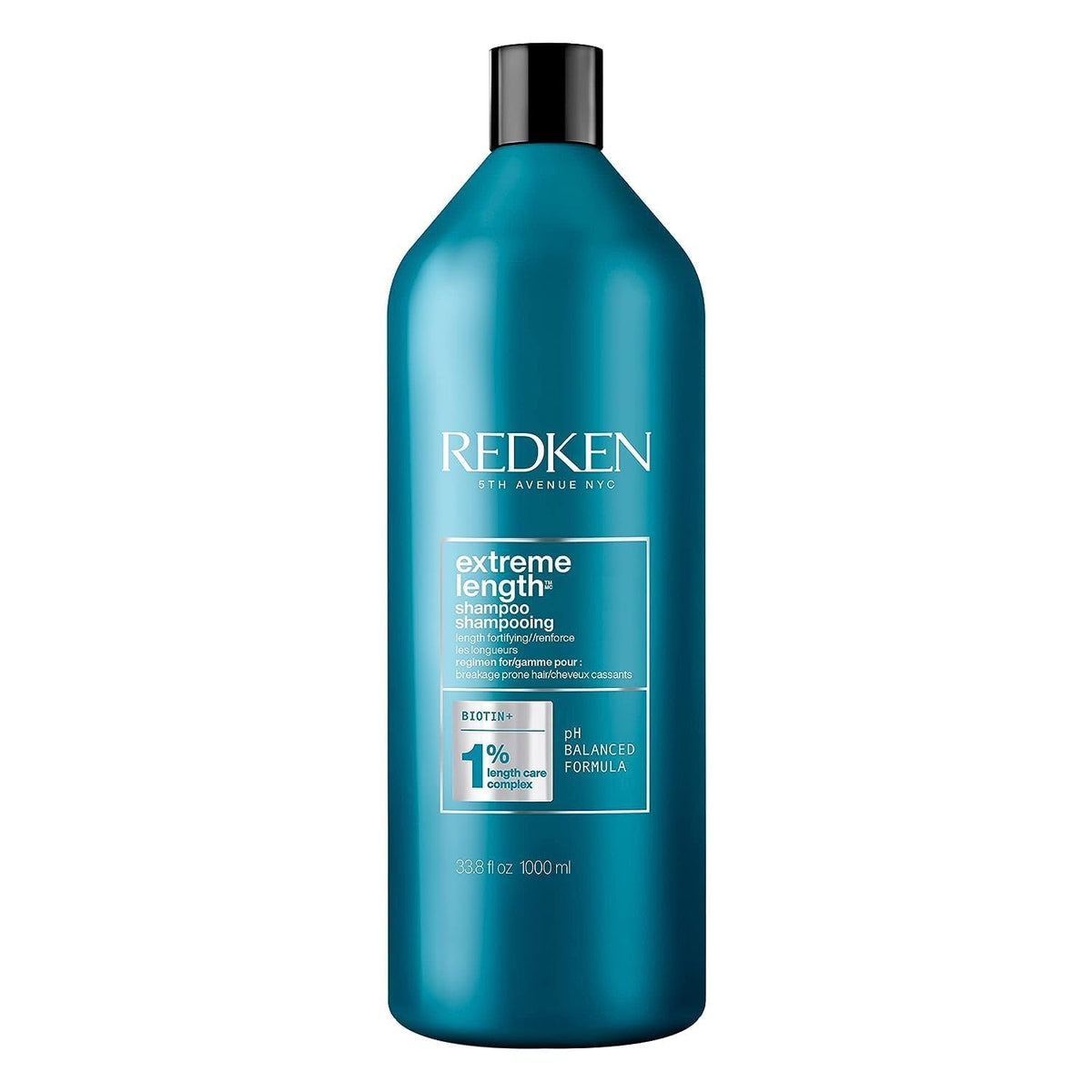 Redken Extreme Length shampoo front label showing product benefits