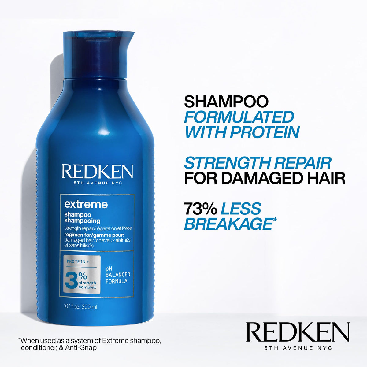 Redken Extreme Shampoo lather on hand demonstrating gentle cleansing and protein delivery