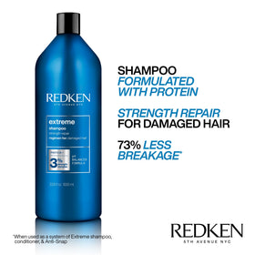 Redken close-up of shampoo texture illustrating protein-rich formula benefits