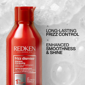 Redken Frizz Dismiss back label highlighting ingredients and directions