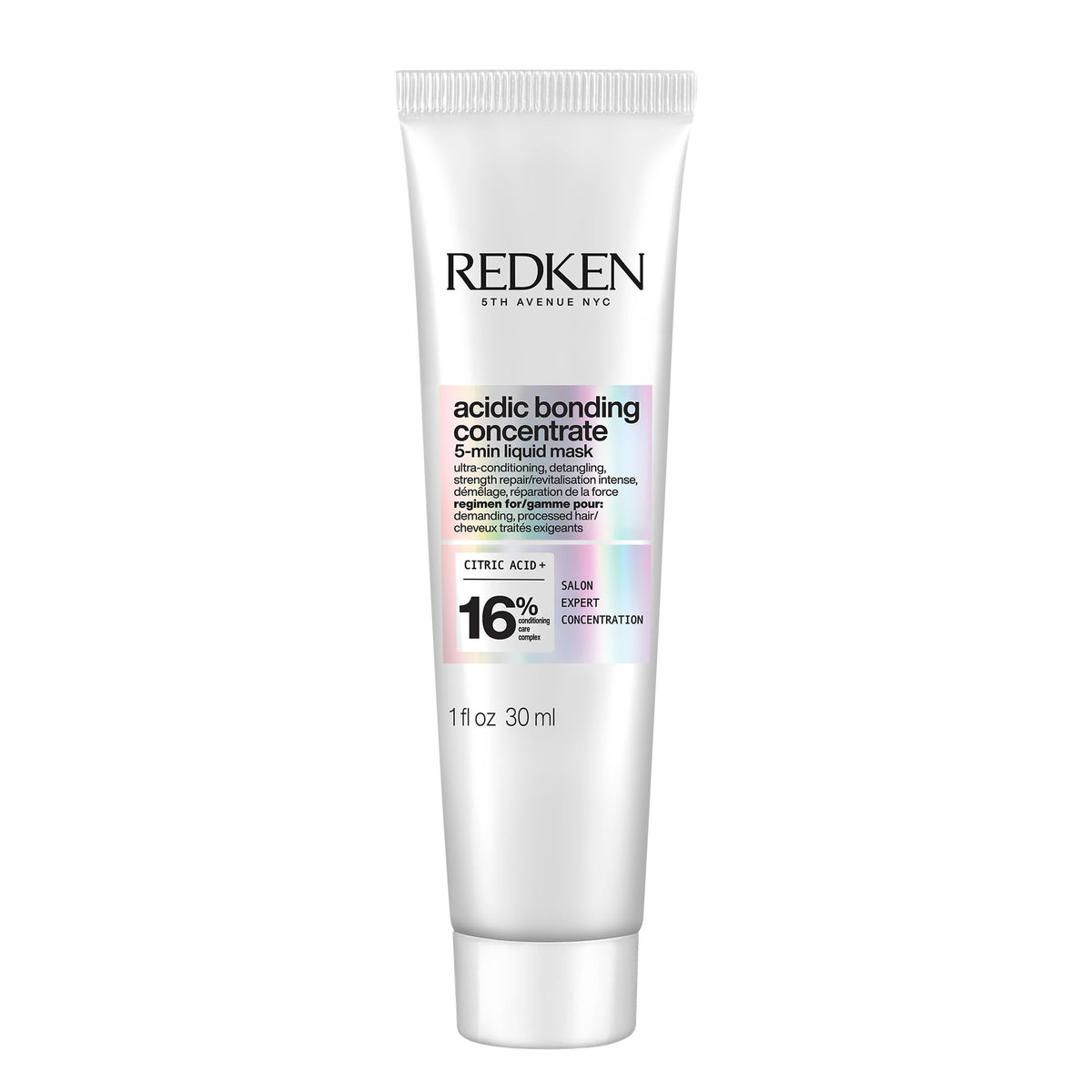 Redken front packaging of 5 Minute Liquid Mask showing product label and size benefit