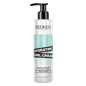 Redken front packaging showing Hydrating Curl Cream benefits and recyclable bottle