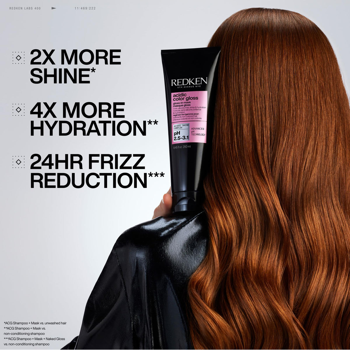 Redken before and after on color-treated hair showing revived vibrancy and shine