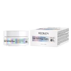 Redken bandage balm front pump showing sleek packaging and easy dispensing benefit