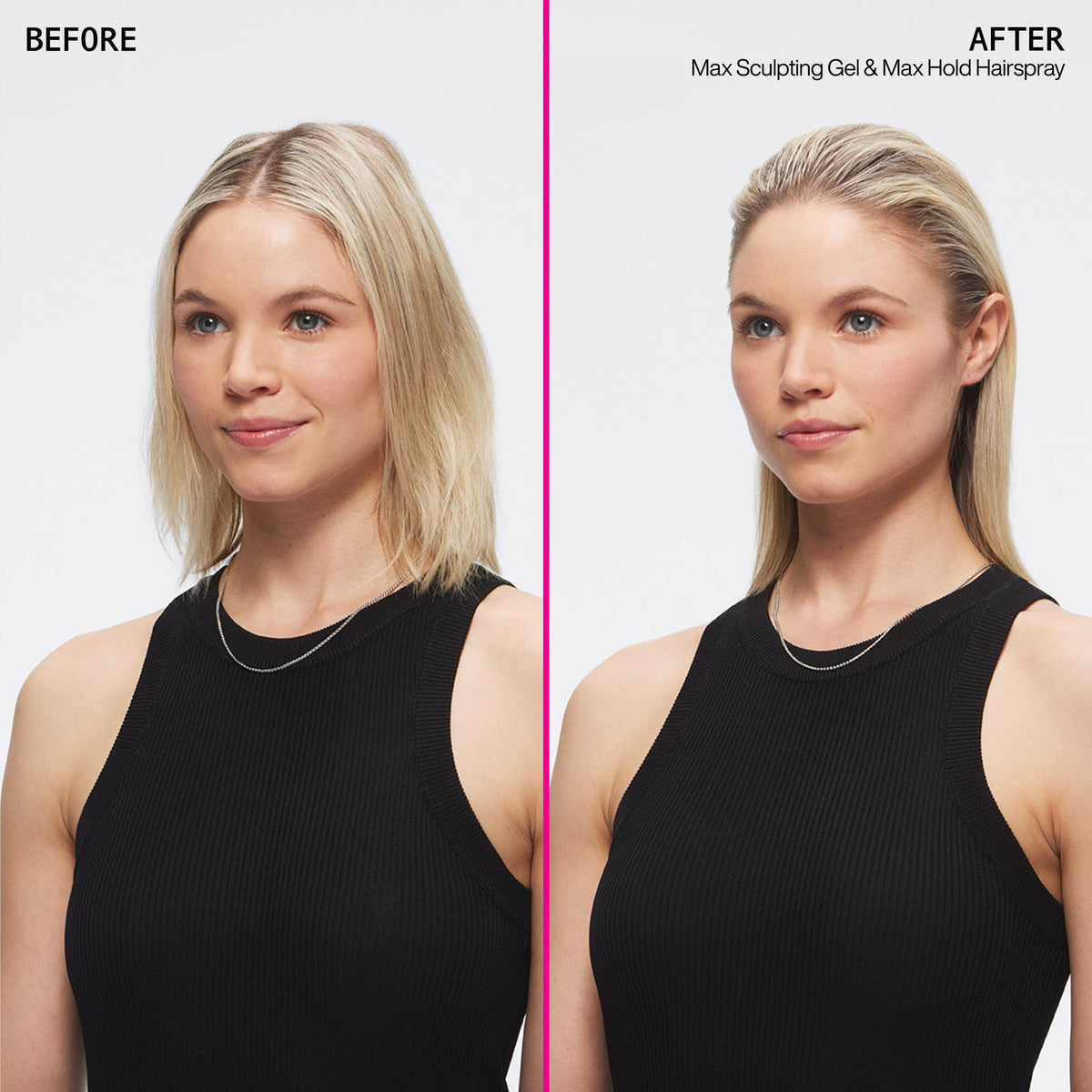 Redken hairspray holding styled hair in place with natural movement