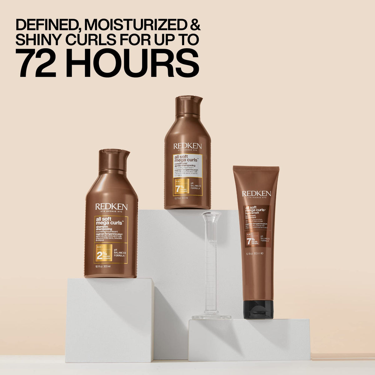 Redken Hydramelt before and after curls showing enhanced definition and reduced frizz