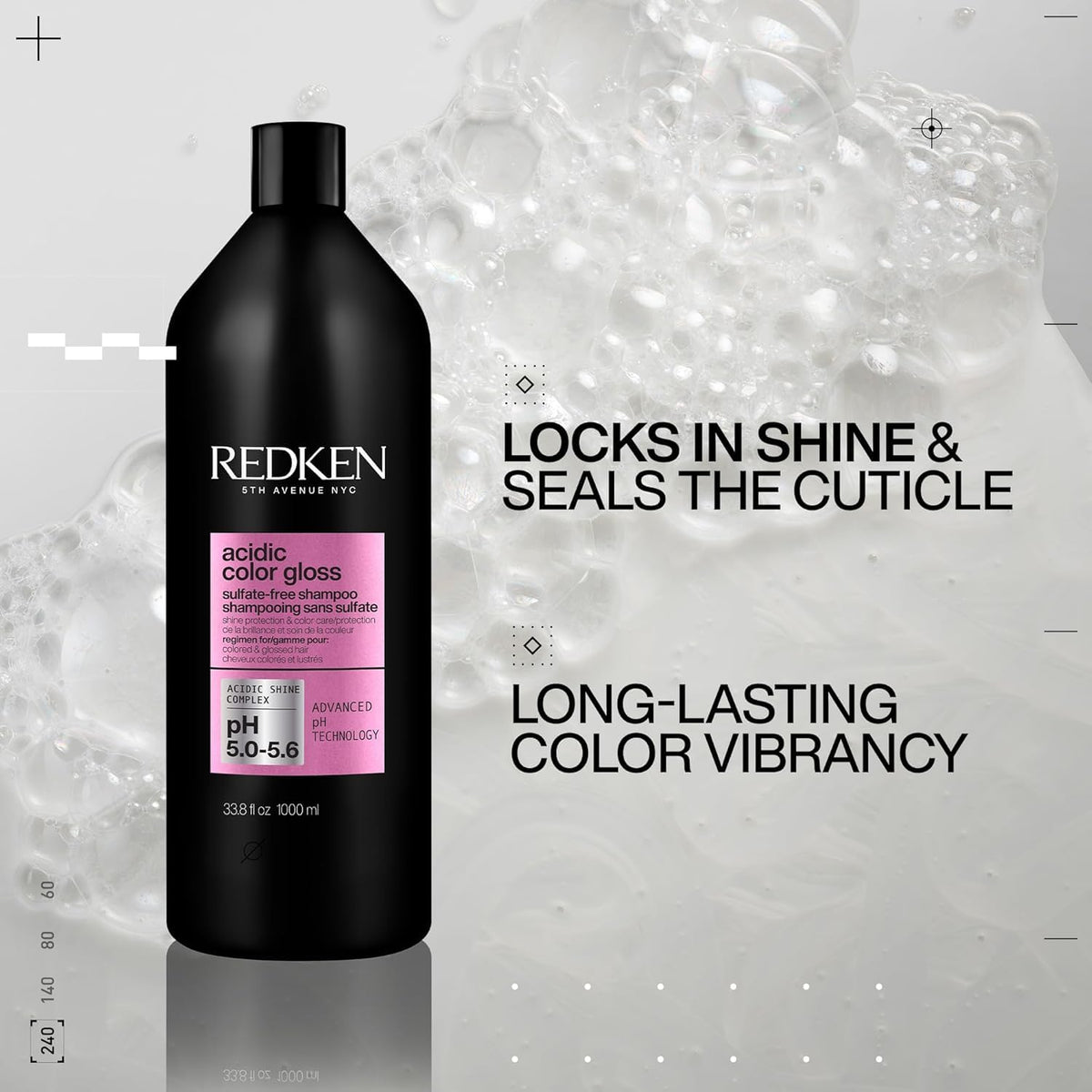 Redken shampoo lather texture illustrating gentle, sulfate-free foam