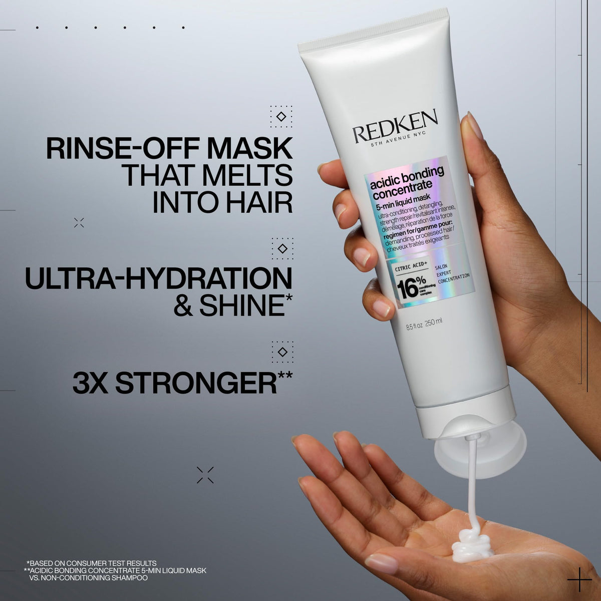 Redken liquid mask texture close-up demonstrating lightweight spreadability