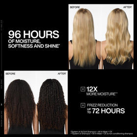 Redken mask with argan oil droplet highlighting nourishing ingredient