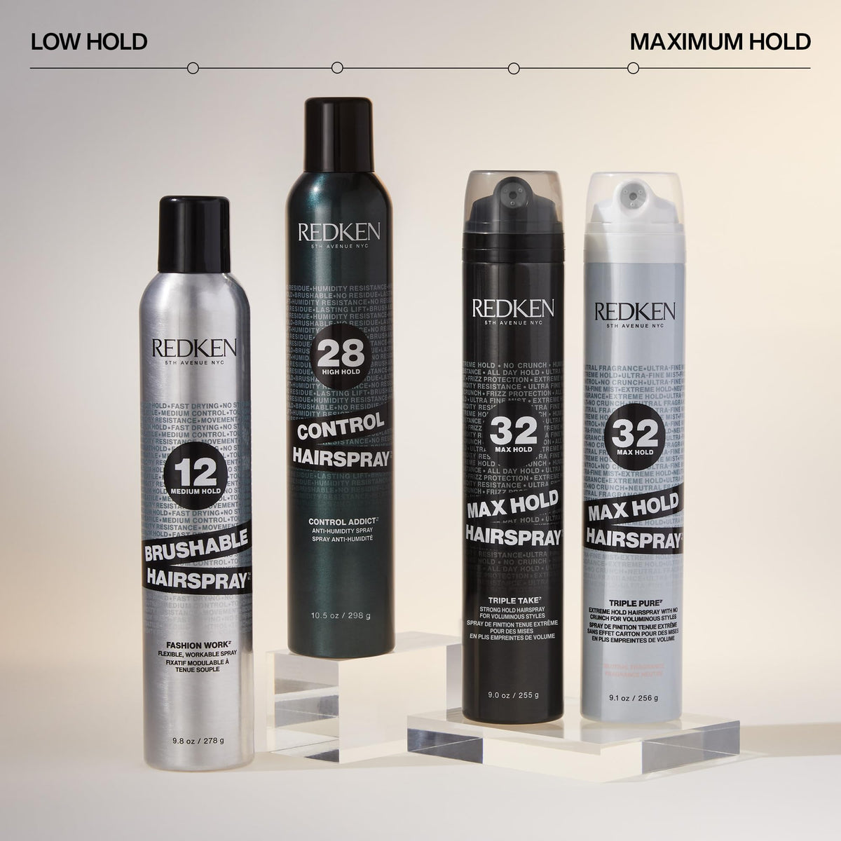 Redken Max Hold Hairspray used on an updo to maintain lift and reduce frizz