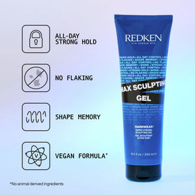 Redken Max Sculpting Gel texture close-up highlighting thick consistency and control benefit