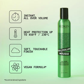 Redken mousse foam texture illustrating lightweight volume benefit