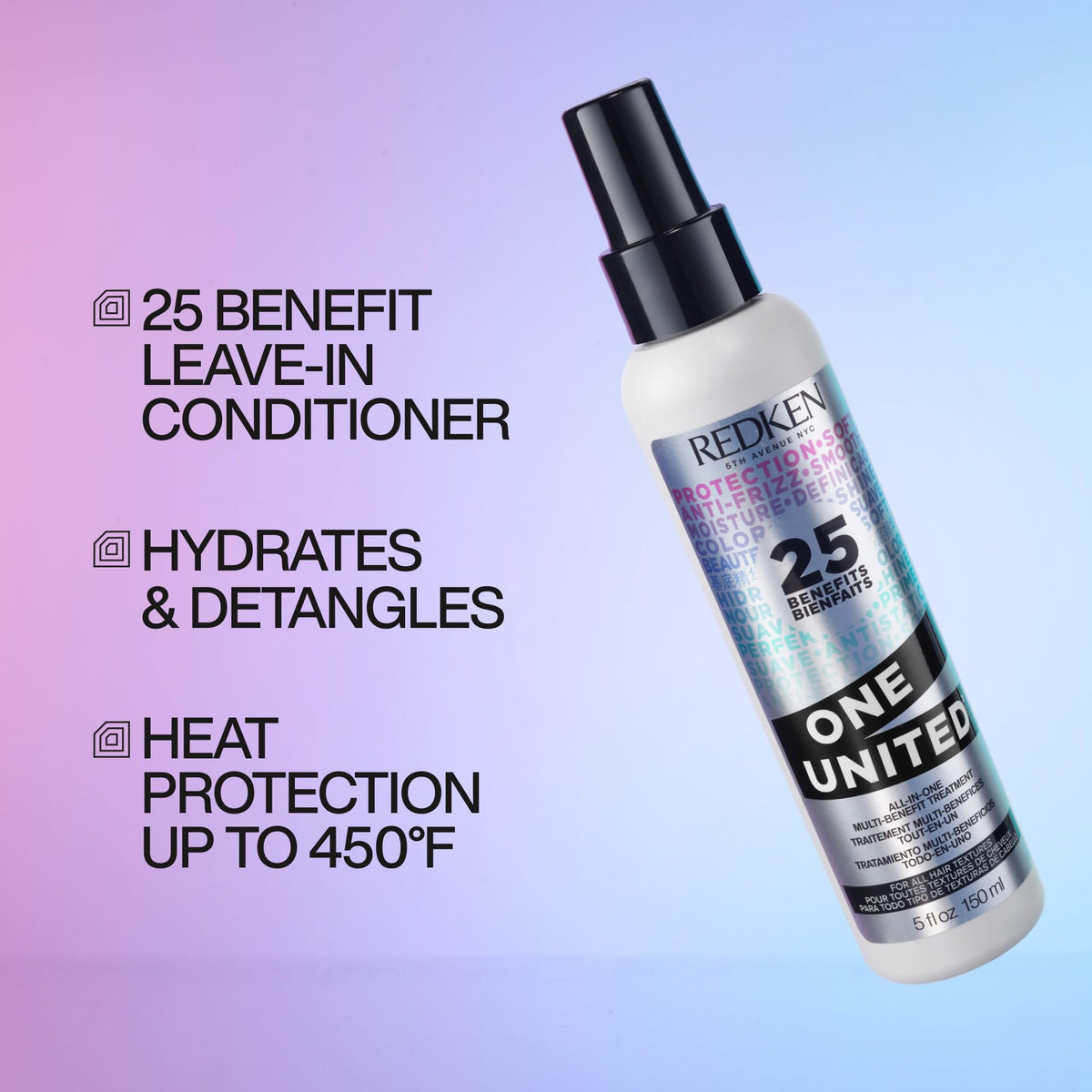 Redken One United spray nozzle ready to mist for easy application