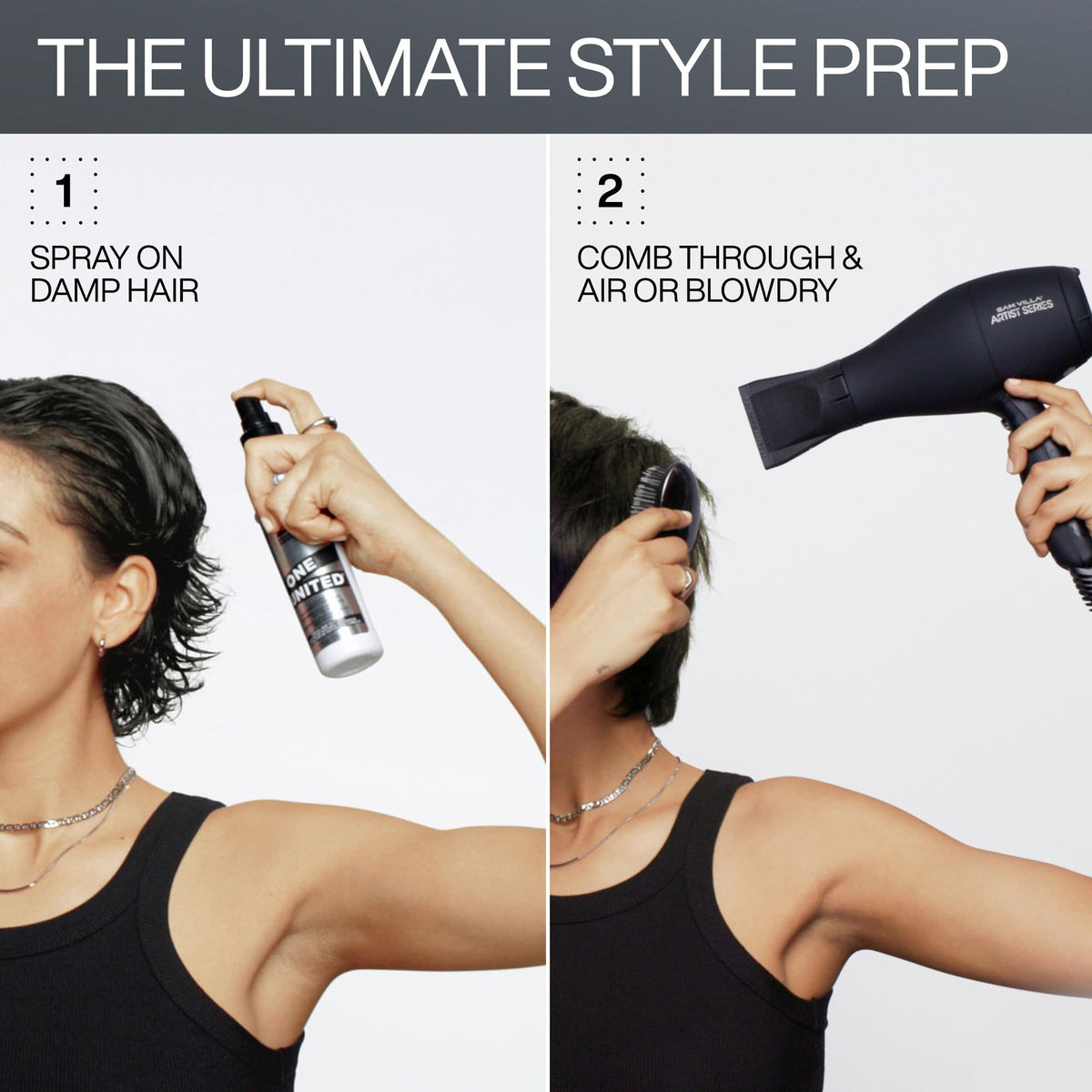 Redken One United bottle next to hand for scale and portability benefit