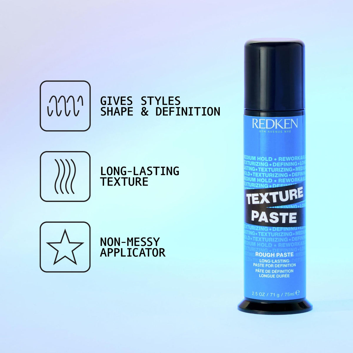 Redken close-up of paste texture highlighting matte, workable finish benefit