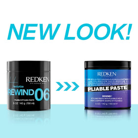 Redken pliable paste open jar texture close-up showing creamy paste and easy-to-apply consistency
