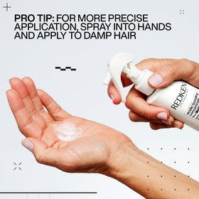 Redken scale comparison with everyday object showing 6.8 fl oz size for packing reference