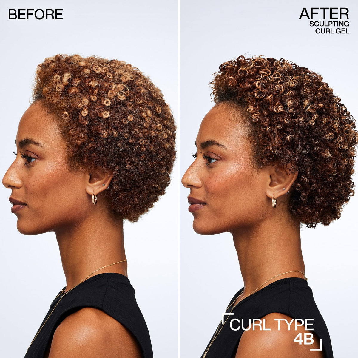 Redken sculpting curl gel with squalane and jojoba oil ingredients shown for hydration