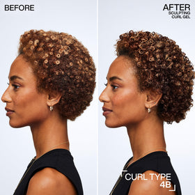 Redken sculpting curl gel with squalane and jojoba oil ingredients shown for hydration