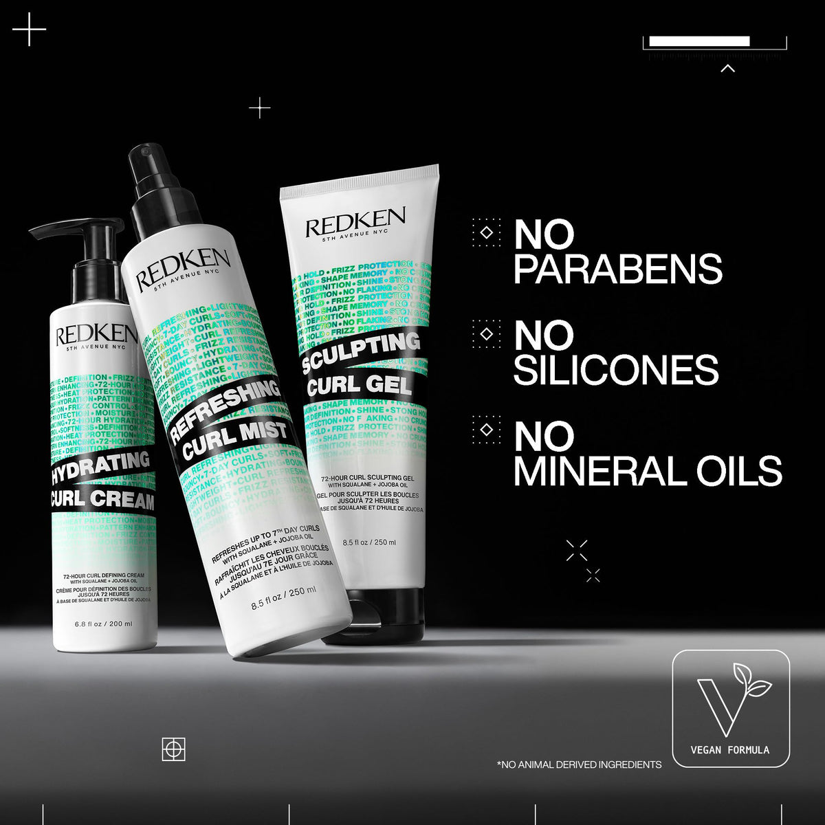 Redken sculpting curl gel label close-up showing 72-hour strong hold claim