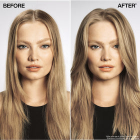 Redken lotion-spray texture close-up highlighting lightweight consistency for even distribution