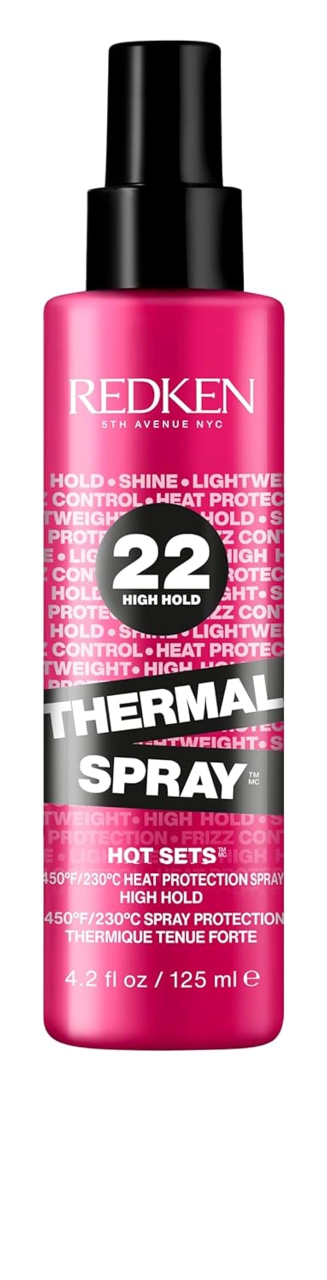 Redken bottle front packaging showing product and high hold benefit