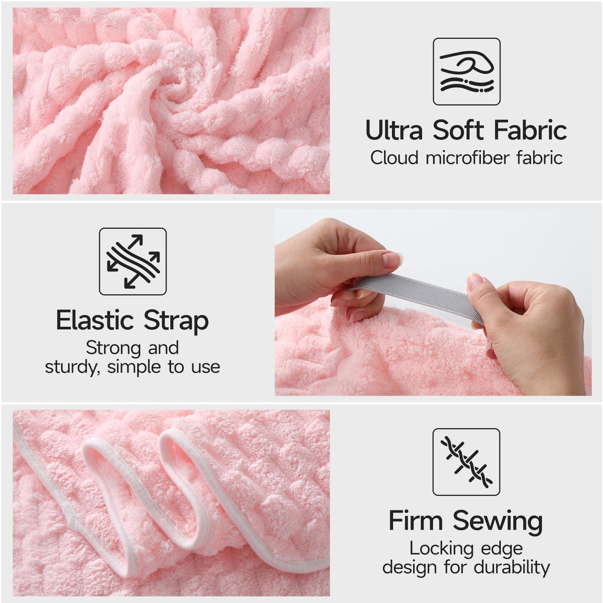 REDKISS stacked towels showing thickness and soft, plush layers