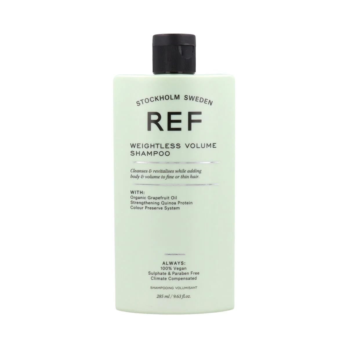 REF weightless volume shampoo front bottle showing label and lightweight benefit