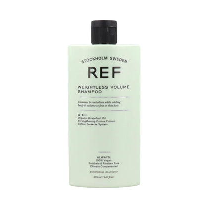 REF weightless volume shampoo front bottle showing label and lightweight benefit