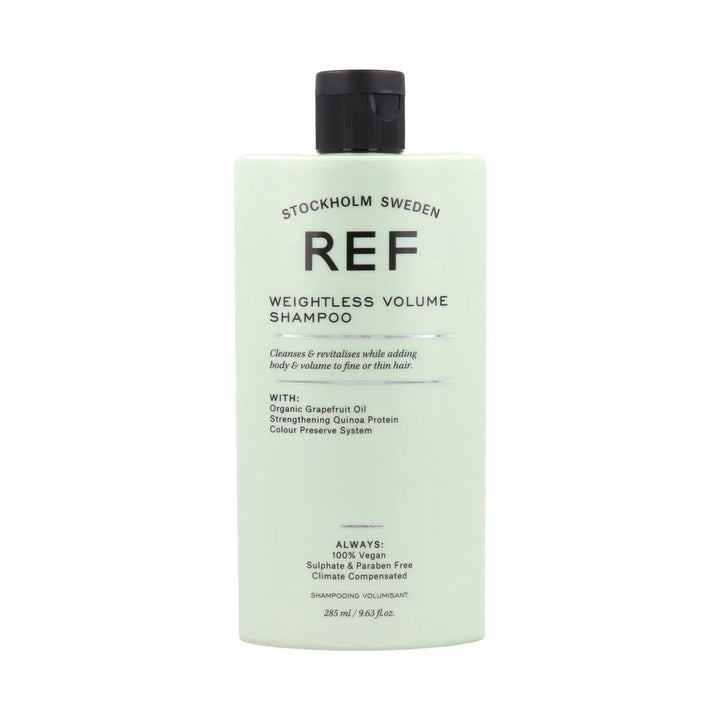 REF weightless volume shampoo front bottle showing label and lightweight benefit