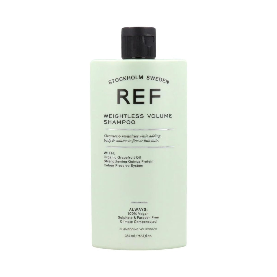 REF weightless volume shampoo front bottle showing label and lightweight benefit