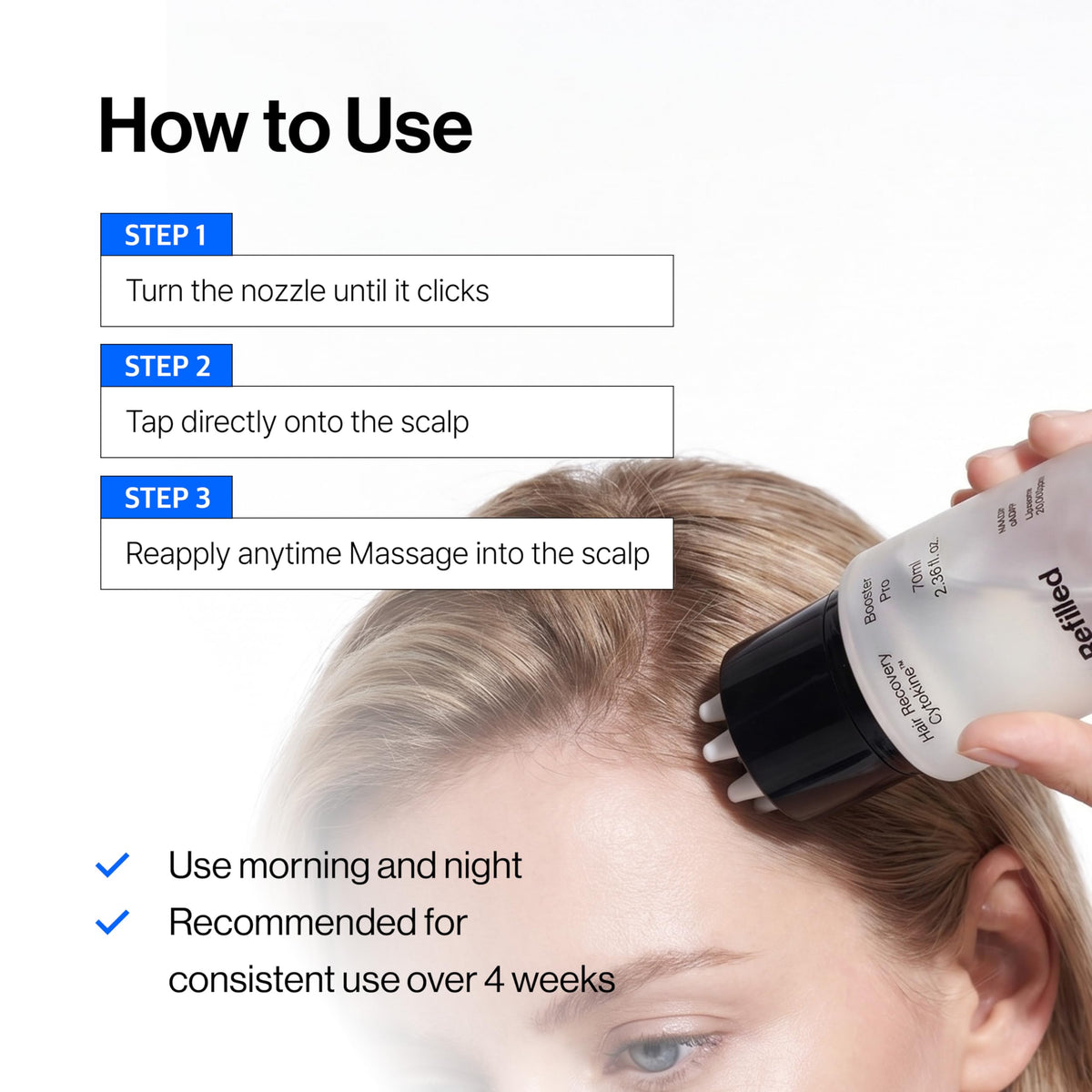 Refilled ingredient visual with biotin and cytokine emphasis for scalp health