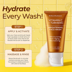 Refined Radiance with vitamin C and turmeric ingredients displaying antioxidant benefit