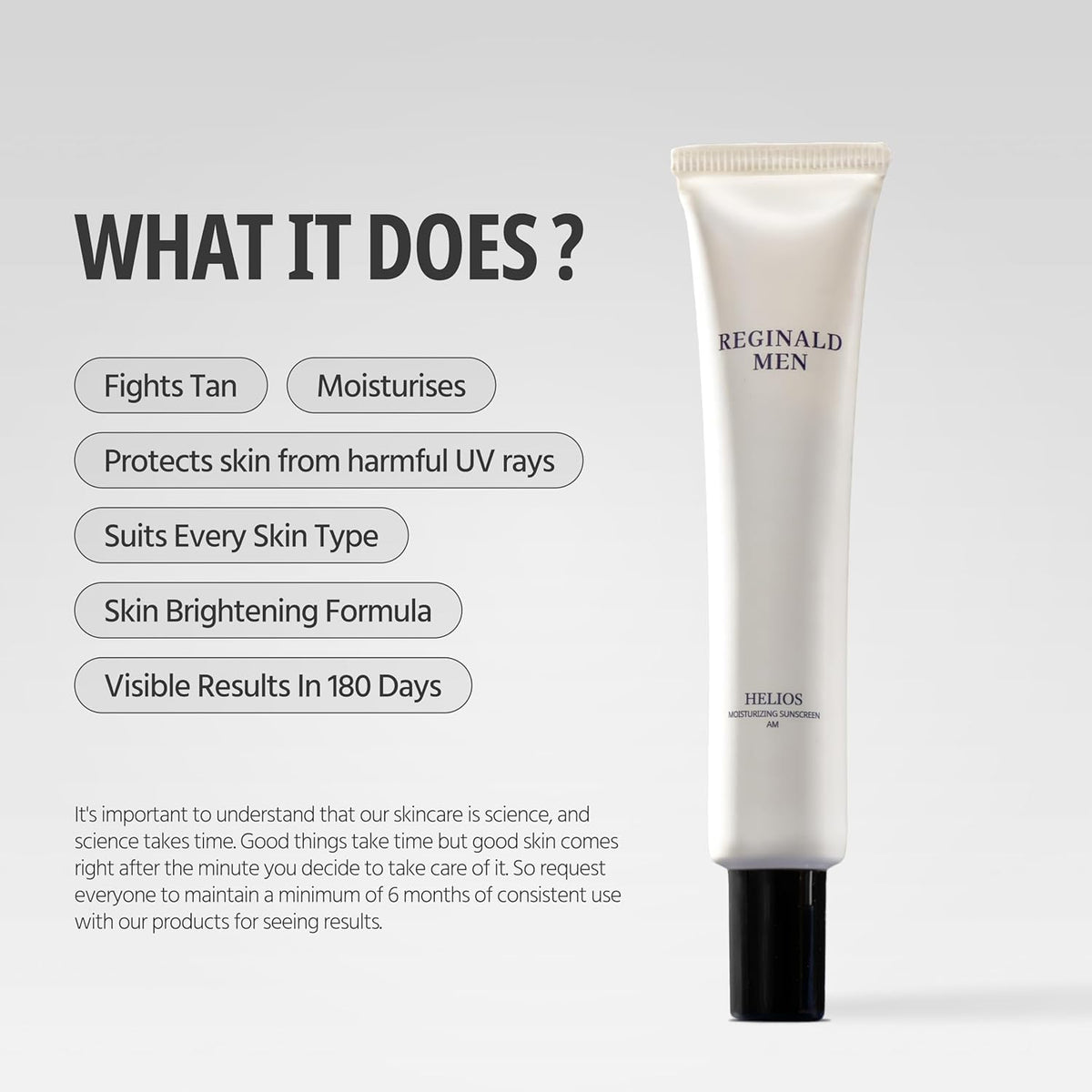 Reginald Men Helios applied on skin demonstrating non-greasy finish