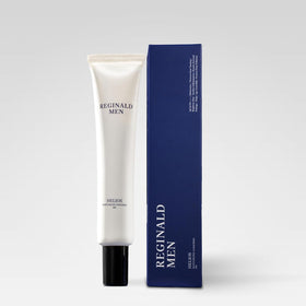 Reginald Men Helios front packaging showing SPF 50+ protection and branding