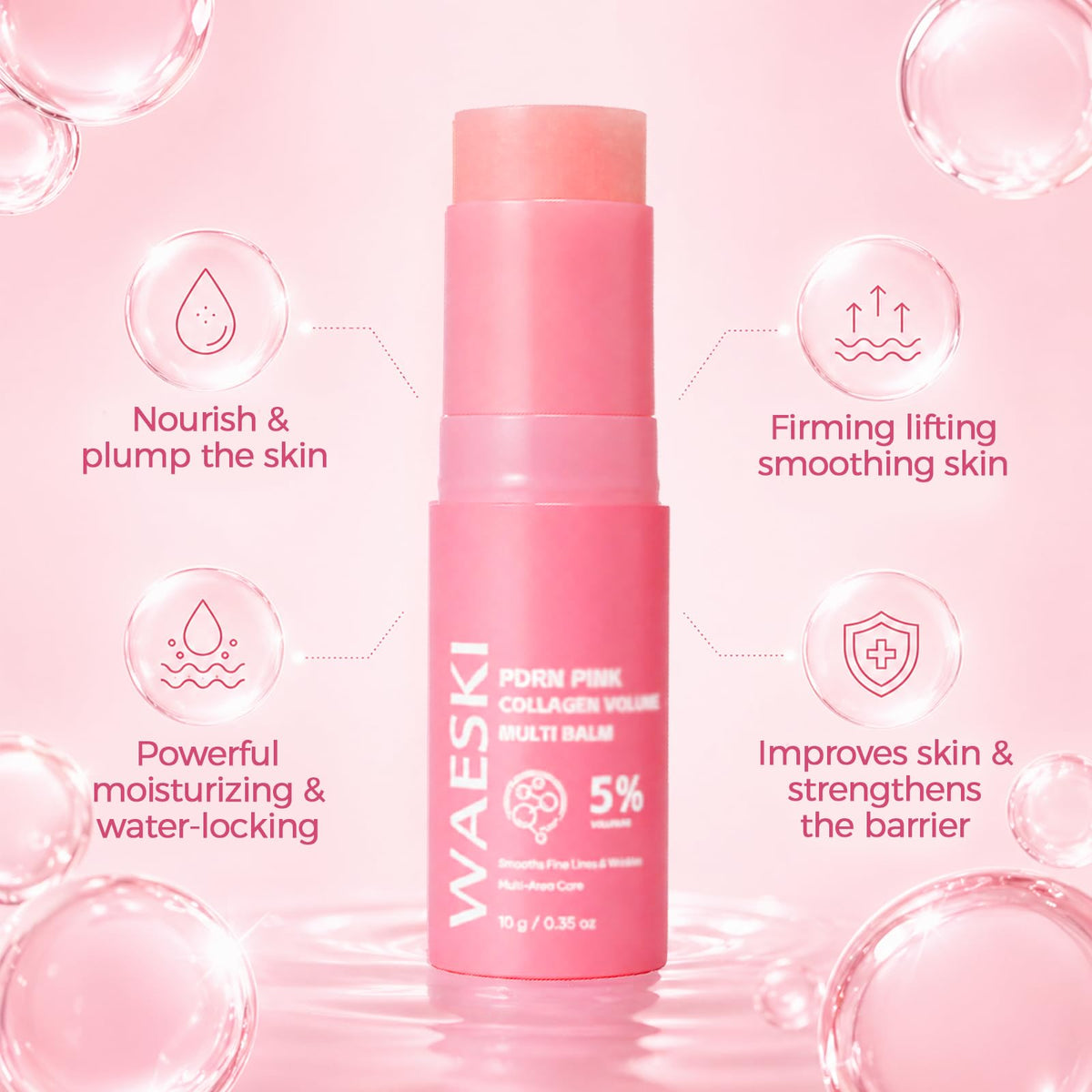 Regpem collagen balm texture swipe on skin, showing smooth non-greasy finish benefit