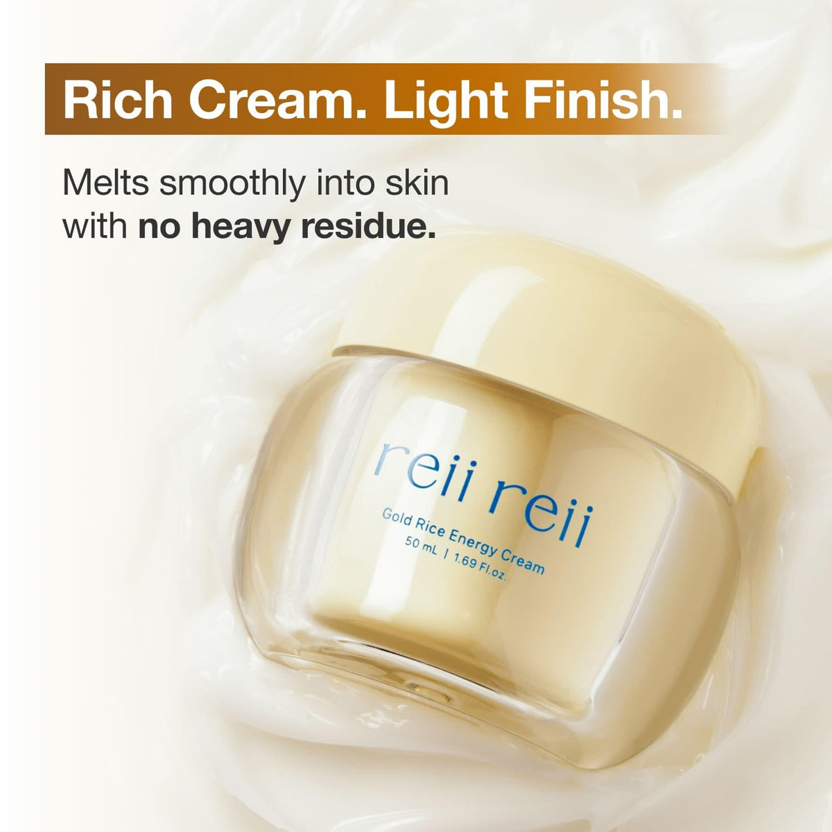 reii reii open jar with cream showing silky finish and easy scooping