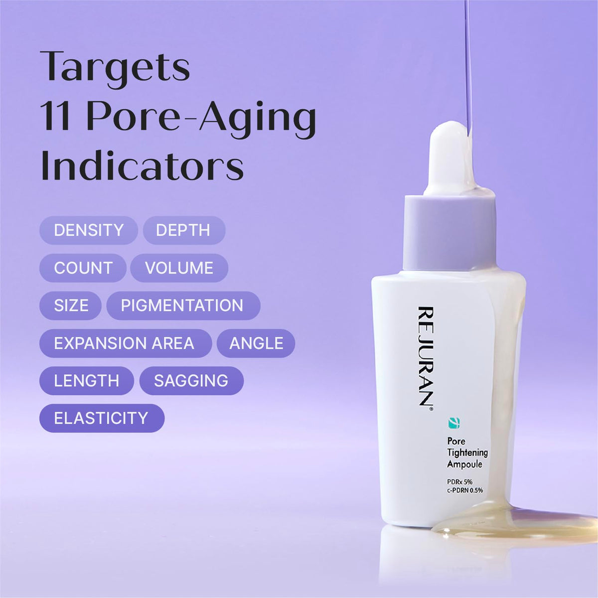 REJURAN serum applied to cheek to show smoothing and pore-blurring effect