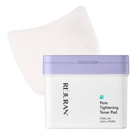 REJURAN front packaging showing toner pad box and jar, highlights convenience