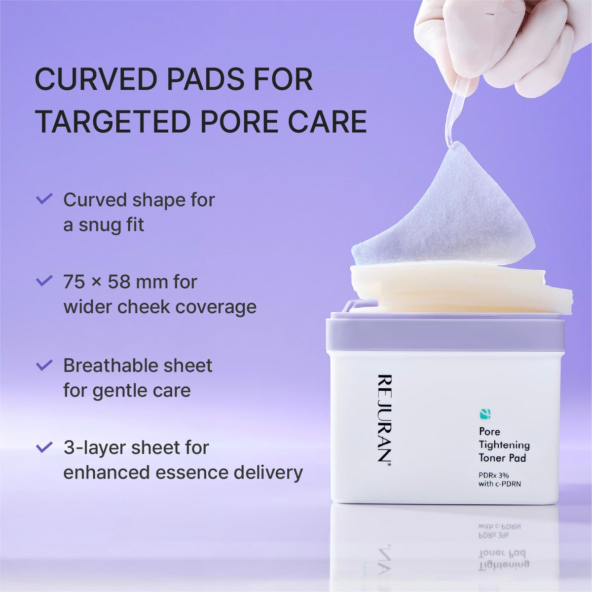 REJURAN pads next to sink in bathroom routine conveying daily use ease