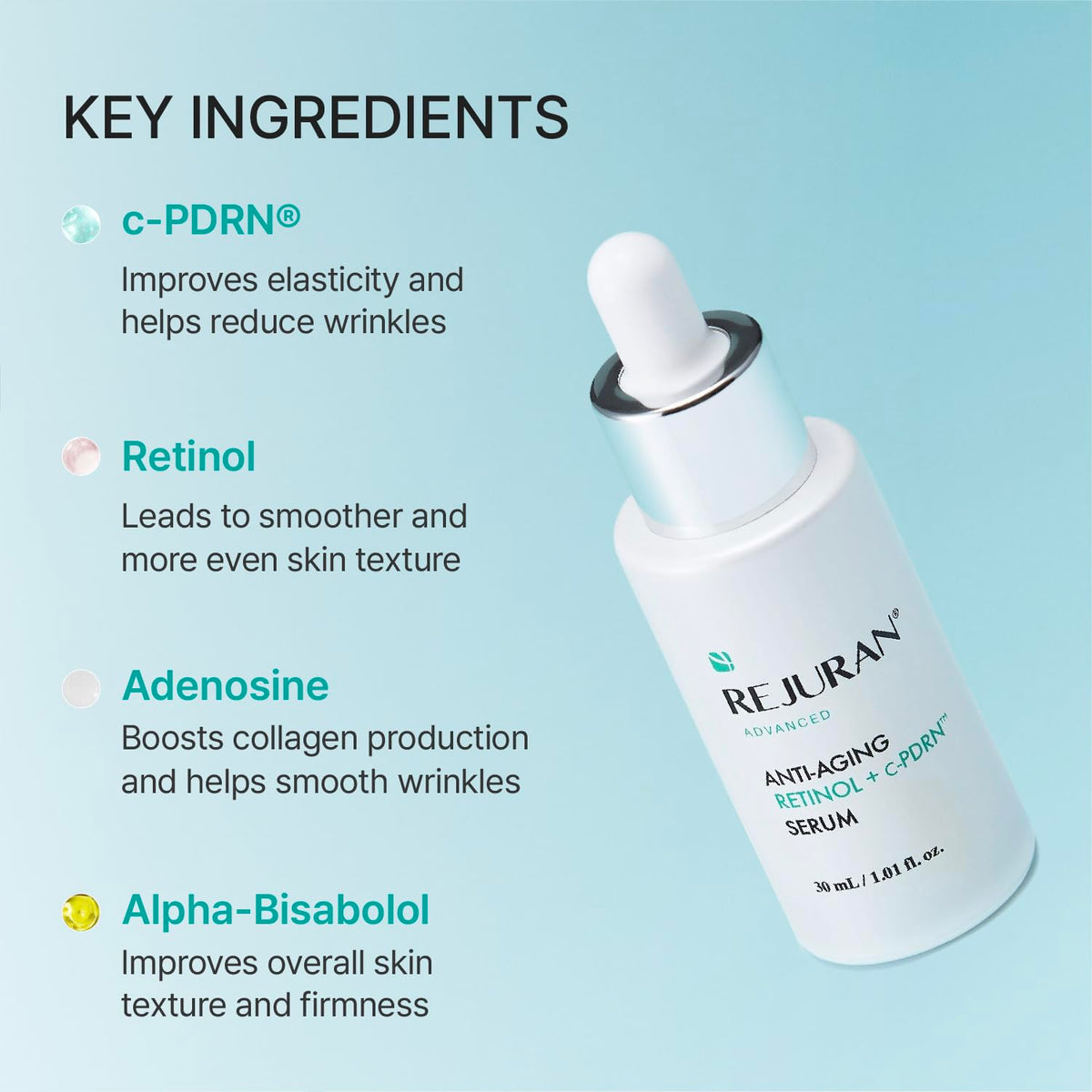 REJURAN serum applied to hand demonstrating smooth spreadability and absorption