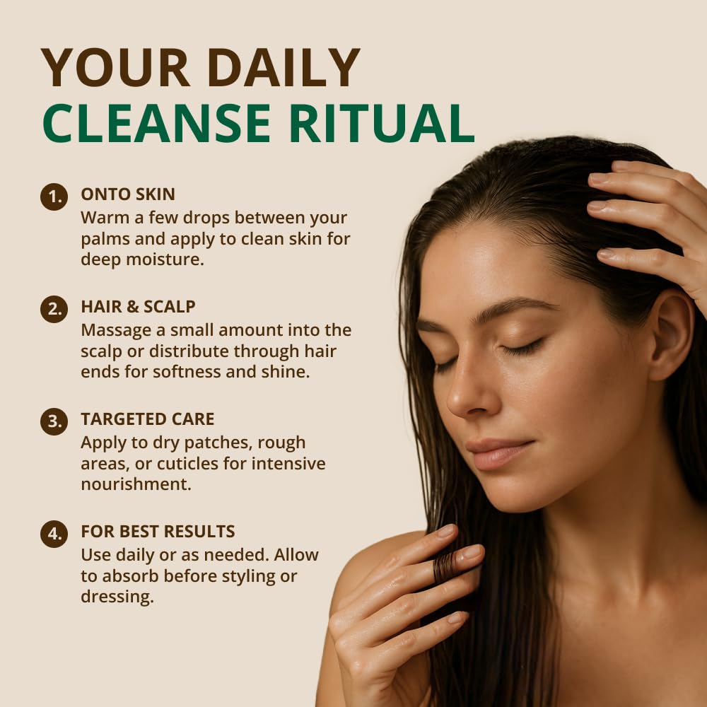 RejuveNaturals oil texture on palm demonstrating lightweight absorption