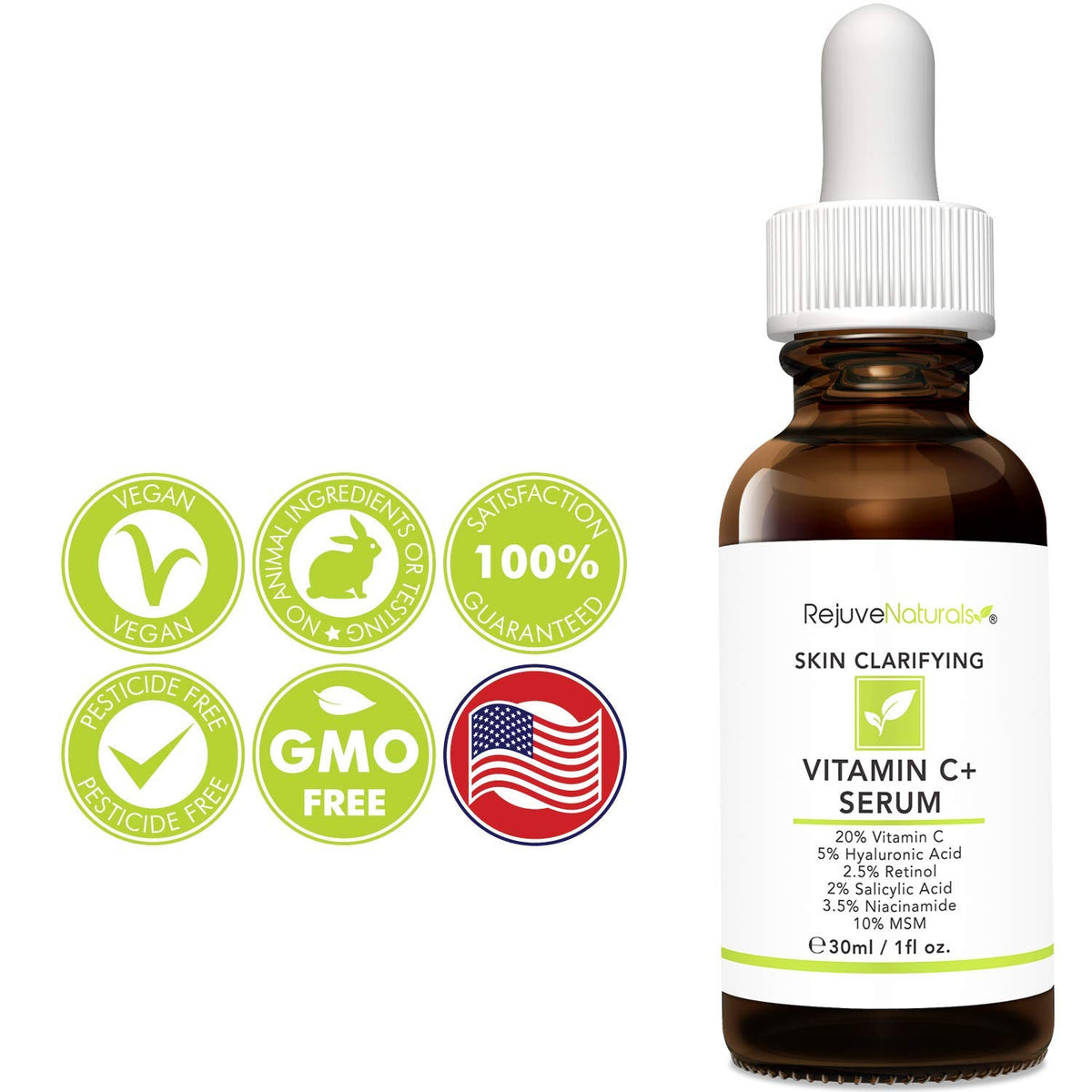 RejuveNaturals close-up serum drop texture highlighting hydration benefits