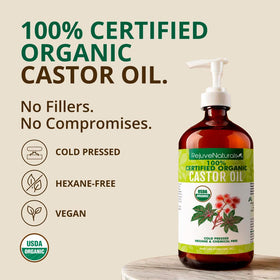 RejuveNaturals castor oil texture on skin demonstrating deep moisturizing effect